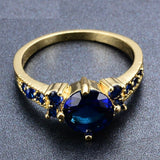 2ct Round Blue Sapphire Engagement Ring 14k Yellow Gold Finish Solitaire Womens