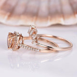 1.9ct Heart Yellow Citrine Halo Bridal Set Engagement Ring 14k Rose Gold Finish