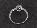 0.6ct Engagement Ring Round Cut Diamond Solitaire Curved 14k White Gold Finish