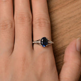 1.4ct Oval Cut Blue Sapphire Split Shank Engagement Ring 14k White Gold Finish