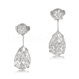 1.2ct Pear Cut Simulated Diamond Dual Prong Drop Earrings 14k White Gold Plated