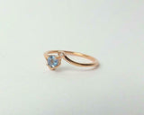 1.2ct Engagement Ring Round Cut Blue Aquamarine Swirl Trilogy 14k Rose Gold Over