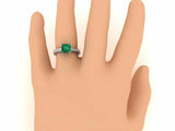 2ct Princess Green Emerald Bridal Set Band Engagement Ring 14k White Gold Finish