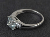 1.3ct Cushion Cut Diamond Engagement Ring 14k White Gold Finish Accent Solitaire