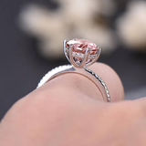 1.2ct Round Cut Peach Morganite Solitaire with Accent Ring 14k White Gold Finish