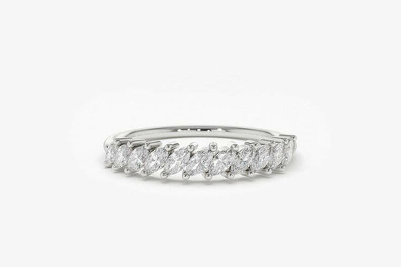 2.3ct Wedding Band Marquise Diamond Stackable Half Eternity 14k White Gold Over