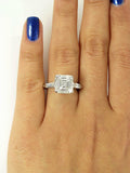 5Ct Asscher Diamond Trilogy Solitaire Ring 18K White Gold Over Baguette Accents