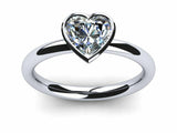 1ct Engagement Ring Heart Cut Diamond Bezel Set Solitaire 14k White Gold Finish