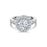 Halo Solitaire with Accent Engagement Ring 2ct Round Diamond 18k White Gold Over