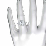 Halo Solitaire with Accents Ring 1.5ct Round Cut Diamond 14k White Gold Finish