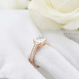 2.5ct Princess Diamond Engagement Ring Round Accents Solitaire 14k RoseGold Over