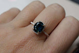 2ct Engagement Ring Oval Cut London Blue Topaz Diamond Halo 14k Rose Gold Finish