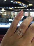 5Ct Pear Cut Peach Morganite Diamond Halo Engagement Ring 14K Rose Gold Finish