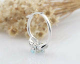 2ct Oval Blue Aquamarine Engagement Ring Leaf Accent Design 14k White Gold Over