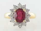 2ct Oval Cut Pink Ruby Engagement Ring Diamond Halo Floral 14k Yellow Gold Over