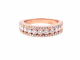 4Ct Round Cut Diamond Elegant 3Row Half Eternity Wedding Band 14K Rose Gold Over