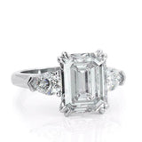 3ct Emerald Cut Diamond Engagement Ring Pear Accents Trilogy 14k White Gold Over