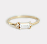 0.7ct Baguette Cut Diamond Engagement Ring 14k Yellow Gold Finish Minimalist