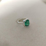 2ct Engagement Ring Green Emerald Cut Braided Shank Solitaire 14k WhiteGold Over