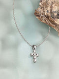 0.5ct Round Cut Diamond Mini Christ Cross Pendant with Chain 14k White Gold Over