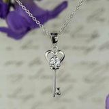 1ct Round Cut VVS1 D Diamond Heart Key Pendant 14k White Gold Finish NO CHAIN