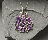 4ct Purple Amethyst Pendant Round Cut Cluster 14k White Gold Finish NO CHAIN