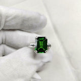 2ct Emerald Cut Green Peridot Braided Shank Solitaire Ring 14k White Gold Finish