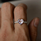 2ct Heart Cut Peach Morganite Solitaire Women Engagement Ring 14k WhiteGold Over