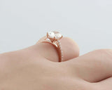 1.5ct Oval Cut Diamond Engagement Ring Solitaire with Accents 14k Rose Gold Over