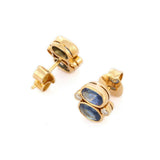 2ct Stud Earrings Oval Cut Blue Sapphire Stylish 14k Yellow Gold Finish