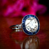 2.1ct Round Cut Diamond Engagement Ring 18k White Gold Finish Art Deco Milgrain