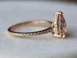 2ct Engagement Ring Pear Cut Peach Morganite Hidden Halo 14k Yellow Gold Finish