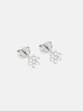 1ct Stud Earrings Round Cut Diamond Floral Cluster 14k White Gold Finish