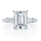 3ct Emerald Cut Diamond Engagement Ring 14k White Gold Finish Solitaire Trilogy