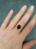 1.2ct Engagement Ring Oval Cut Red Garnet Solitaire Design 14k White Gold Finish