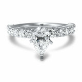 2ct Pear Cut Diamond Engagement Ring Accent with Solitaire 14k White Gold Finish