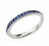 1.5ct Round Cut Blue Sapphire Full Eternity Wedding Band 18K White Gold Finish