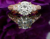 4ct Round Diamond Princess Gatsby Cocktail Engagement Ring 14k Rose Gold Over