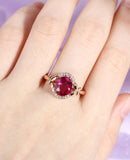 1.1ct Oval Cut Pink Ruby Halo Butterfly Engagement Ring 14k Rose Gold Finish