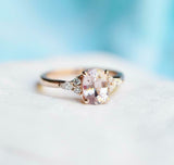 2.7ct Oval Cut Peach Morganite Engagement Ring Diamond Accents 14k RoseGold Over