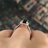 4Ct Emerald Cut Black Diamond Halo Solitaire Engagement Ring 14K Rose Gold Over