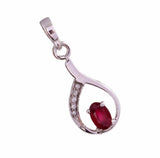 1ct Pink Ruby Pendant Oval Cut Tear Drop 14k White Gold Finish NO CHAIN