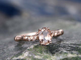 1.1Ct Oval Cut Peach Morganite Bamboo Design Engagement Ring 14K Rose Gold Over