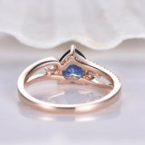 1ct Heart Cut Blue Sapphire Floral Solitaire Engagement Ring 14k RoseGold Finish