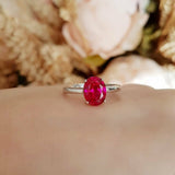 2.5ct Oval Cut Pink Ruby Engagement Ring 14k White Gold Finish Solitaire Promise