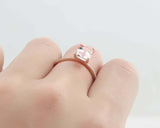 1.2ct Emerald Peach Morganite Solitaire Ring 14k RoseGold Over with Round Accent