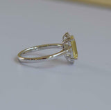 1.35ct Emerald Cut Yellow Sapphire Engagement Ring Solitaire 14k White Gold Over