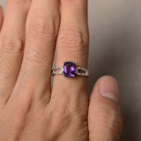 0.6ct Cushion Cut Purple Amethyst Engagement Ring 14k WhiteGold Finish Solitaire