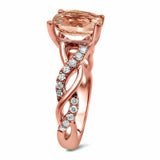 3Ct Cushion Cut Peach Morganite Infinity Band Engagement Ring 14K Rose Gold Over