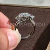 1.2ct Heart Simulated Diamond Three Stone Engagement Ring 14k White Gold Plated